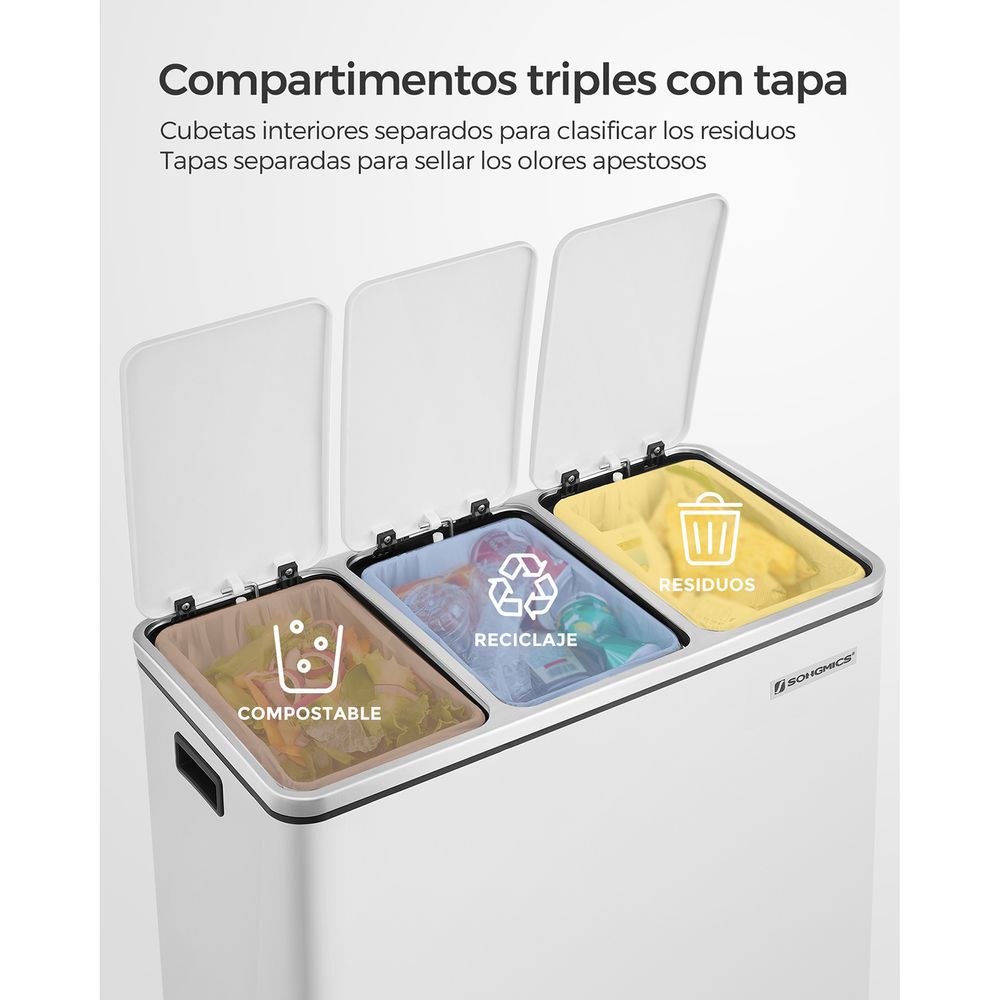 Cubo basura triple reciclaje sale