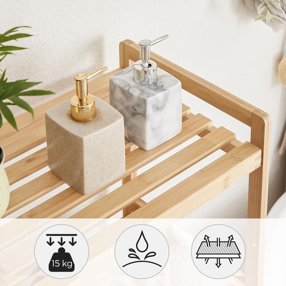 Songmics, estantería de bambú con 3 estantes, multifuncional, para el baño,  la cocina, y la sala