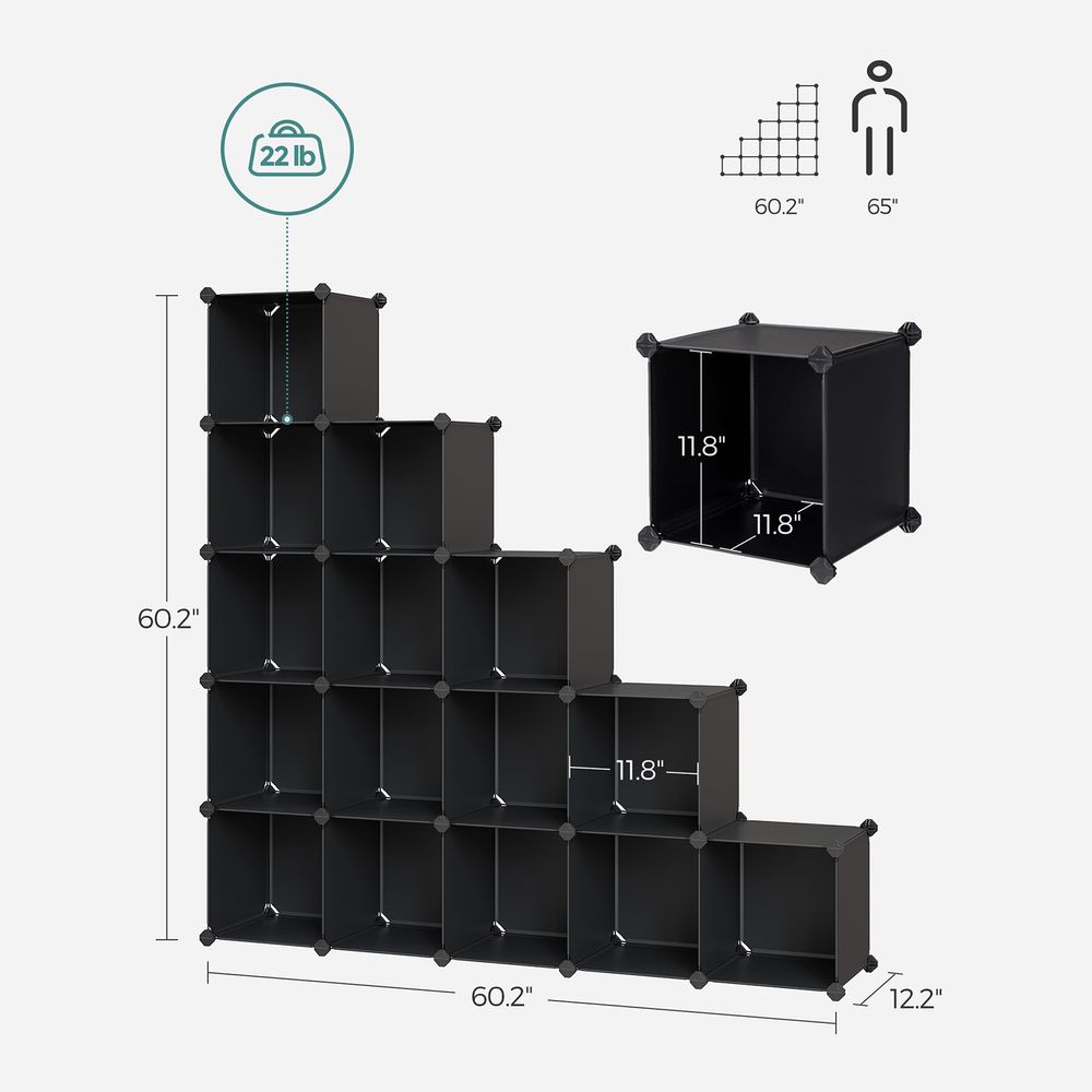 Armario Modular Organizador 16 Cubos Con Puerta Blanco&negro