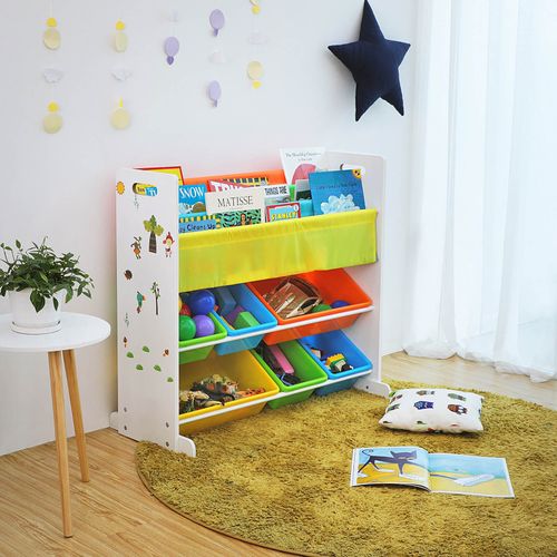 Zerone 4 Niveles Librería Infantil Estantería de Almacenamiento Infantil para Periódicos Revistas Libros 62 x 26 x 64 cm 
