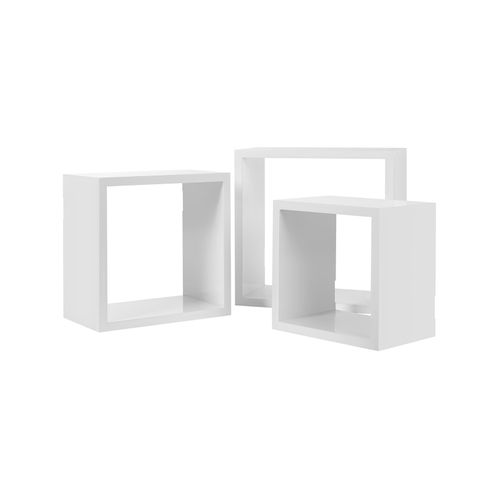 SONGMICS Juego de 3 estantes para Libros CDs Estanterías de Pared Cubos Retro Blanco LWS104 