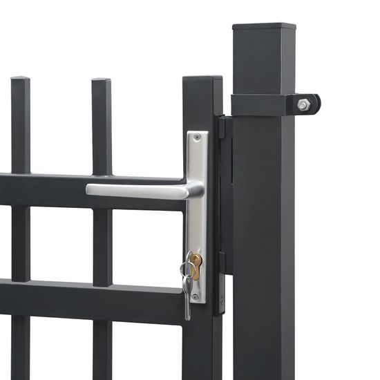 SONGMICS Puerta de Jardín de Hierro Galvanizado, Puerta para Valla