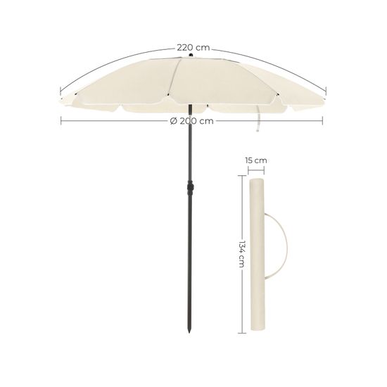 SONGMICS Parasol de playa Ø 2 m, Sombrilla de jardín con protección UPF