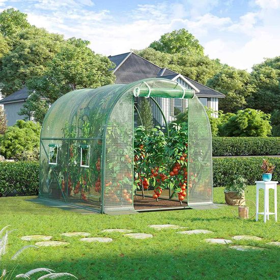SONGMICS Invernadero, 250 x 200 x 200 cm, Túnel de jardín, Cobertizo