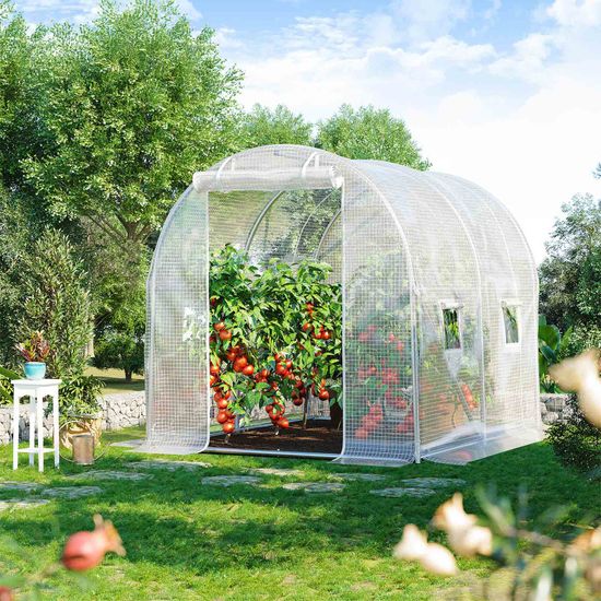 SONGMICS Invernadero, 250 x 200 x 200 cm, Túnel de jardín, Cobertizo