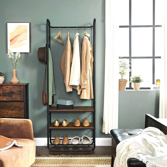 VASAGLE Perchero con Zapatero, Perchero con Banco, Estantes de