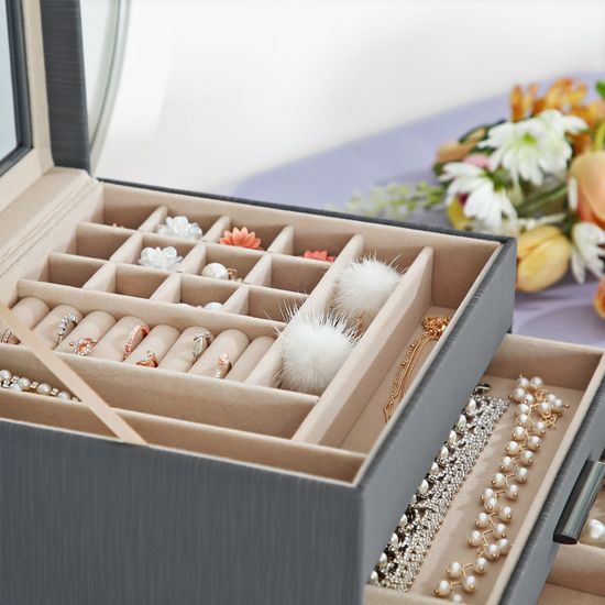 SONGMICS Caja joyero, Caja para Joyas, Organizador de Joyas con Tapa de