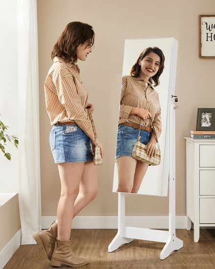 SONGMICS Armario para Joyas, Armario Joyero con 2 Organizadores de