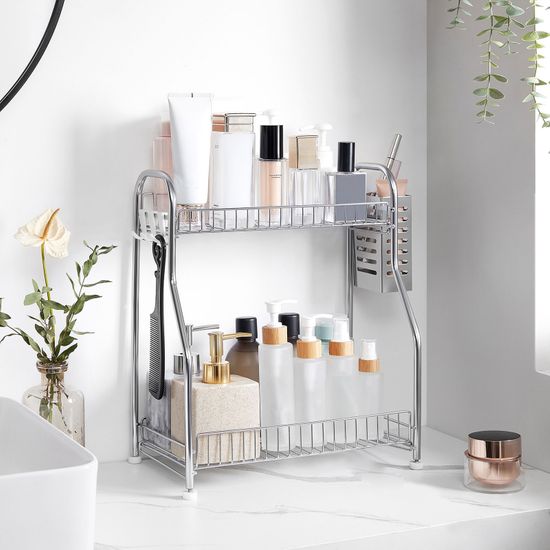 SONGMICS Especiero, Estante para Especias de 2 Niveles con Porta