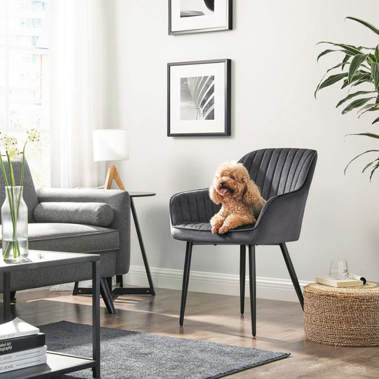 SONGMICS Silla de Comedor, Sillón, Silla tapizada con reposabrazos