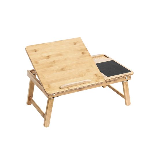 SONGMICS Mesa Plegable de Bambú Natural Tableta Ajustable con Hueco
