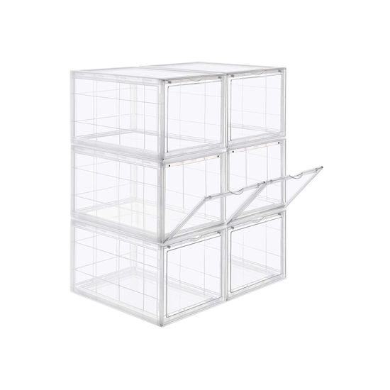 SONGMICS Cajas de Zapatos Apilables, Plástica, Rígida, Ahorro de