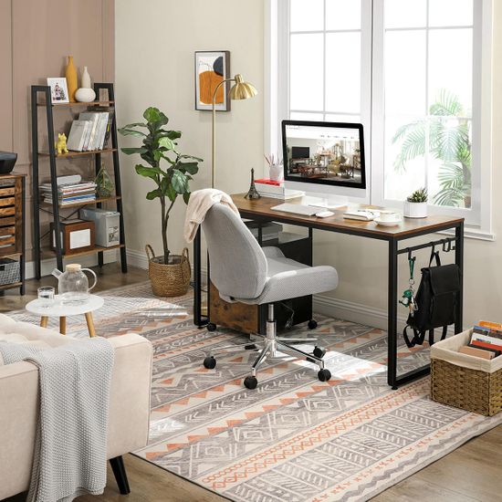 VASAGLE Escritorio, Mesa de Ordenador, Mesa de Oficina con 8 Ganchos