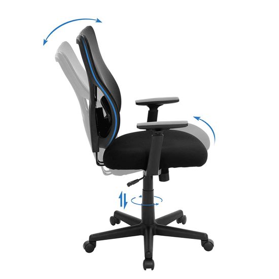 SONGMICS Silla de Oficina de Malla Central, Silla giratoria ergonómica