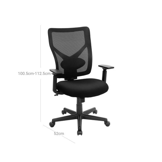 SONGMICS Silla de Oficina de Malla Central, Silla giratoria ergonómica