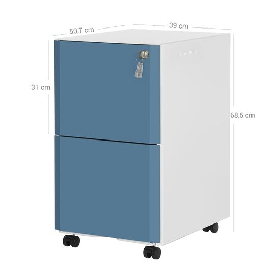 SONGMICS Archivador Móvil, con Cerradura, con 2 Cajones, Barras de