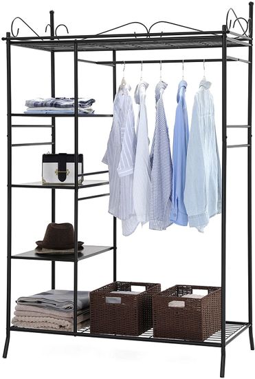 SONGMICS Armario de Metal Barnizado Ropero con Funda de Tela 170 x 58 x