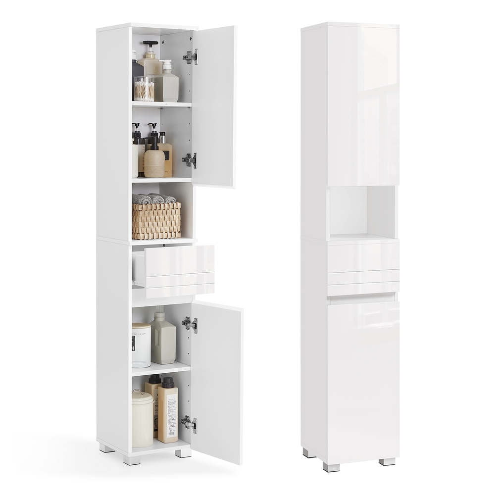 Leroy Merlin Mueble De Baño Con Cajón Y Estantería, Unidad De Almacenamiento Con Compartimientos Y Estantes Regulables, Blanco - Imagen 2