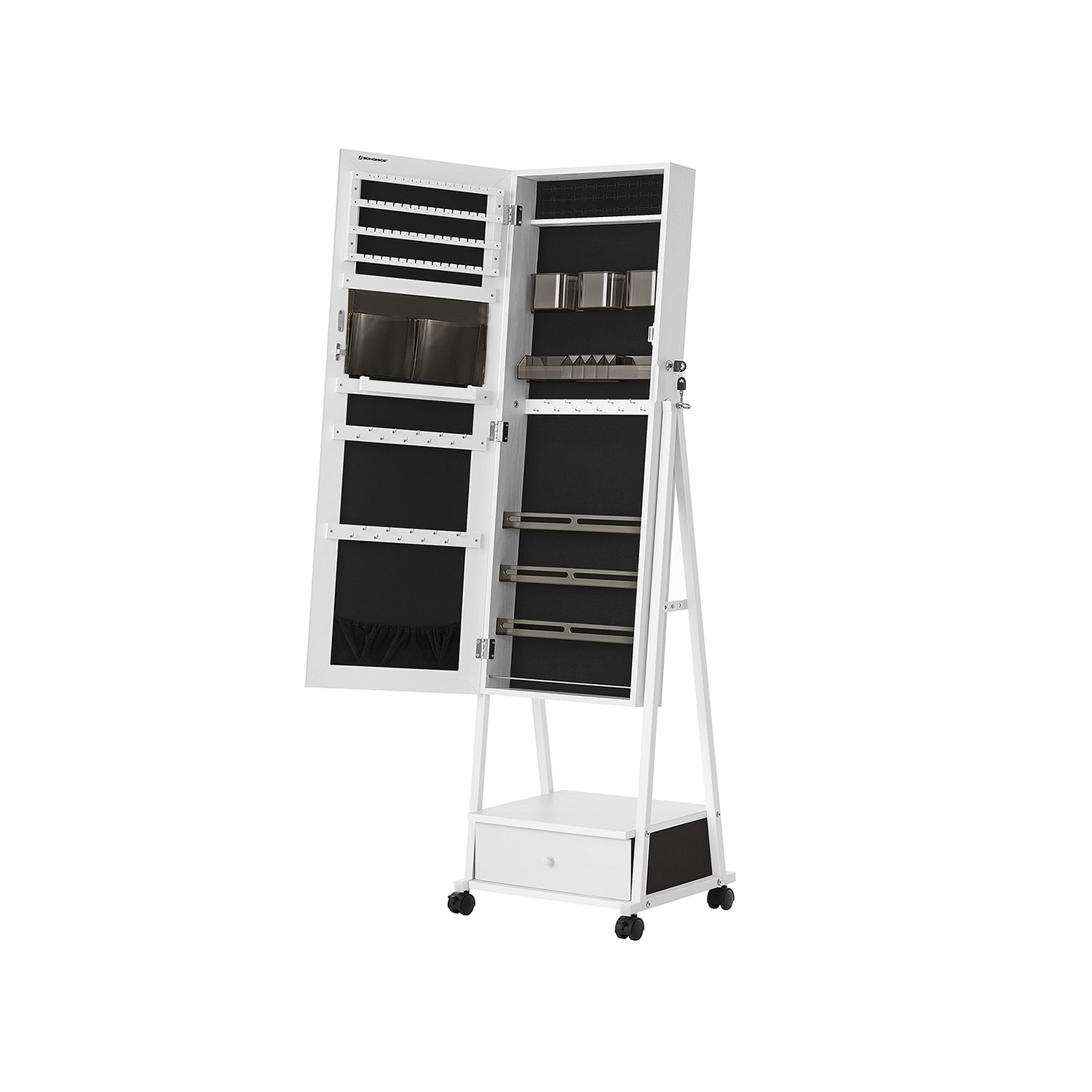 Songmics Armario Joyero Con Espejo Completo