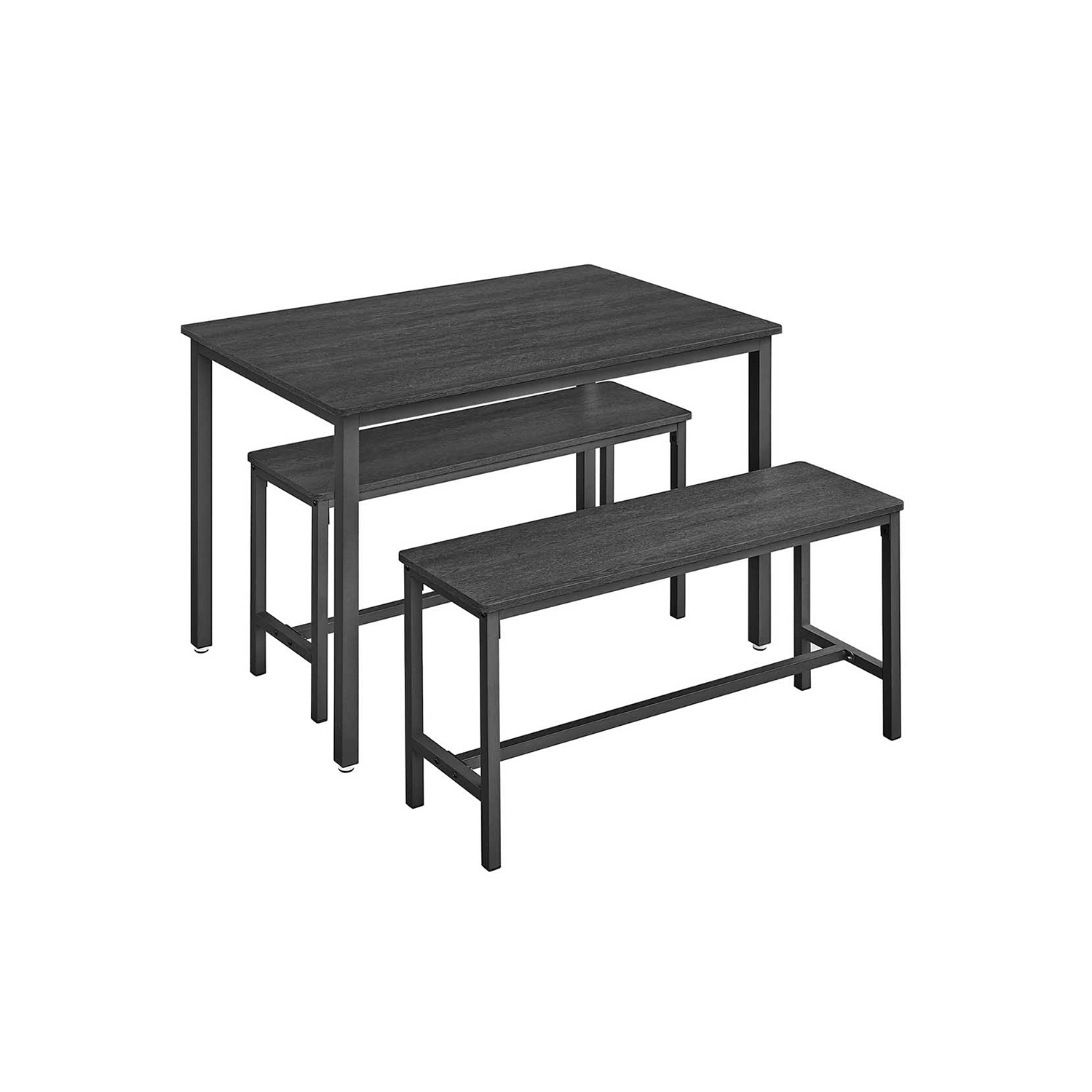 Leroy Merlin Conjunto De Comedor Completo, Mesa Elegante De 110X70x75 Cm Con 2 Taburetes De 97X30x50 Cm, Estructura De Acero, Estilo Rústico, Negro - Imagen 3