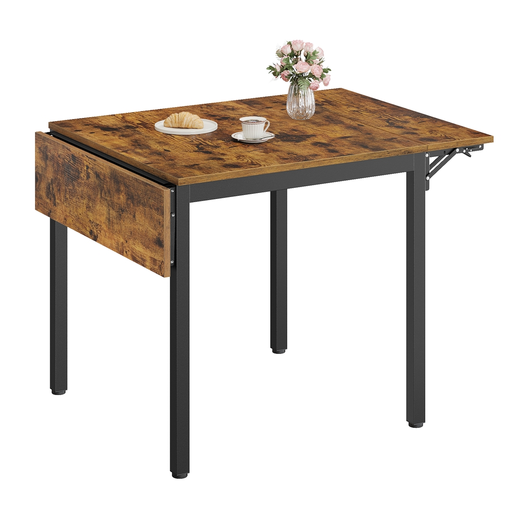 Vasagle Mesa De Comedor, Mesa Extensible, Mesa De Hoja Abatible, Para 2-4 Personas, Para Cocina, Para Espacios Pequeños, Rústico Y Tinta Marrón/Negro , Leroy Merlin - Imagen 3
