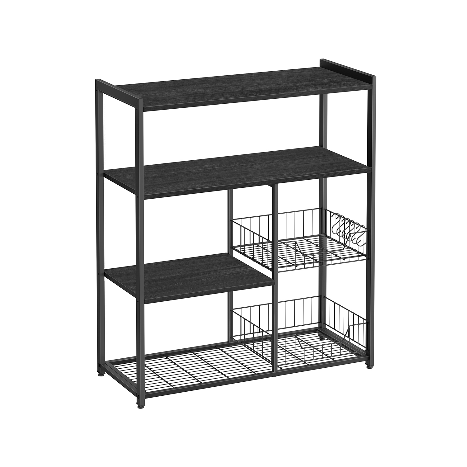 Vasagle Gris Carbón + Negro Tinta Estantería De Cocina Con 2 Cestas, - Imagen 2