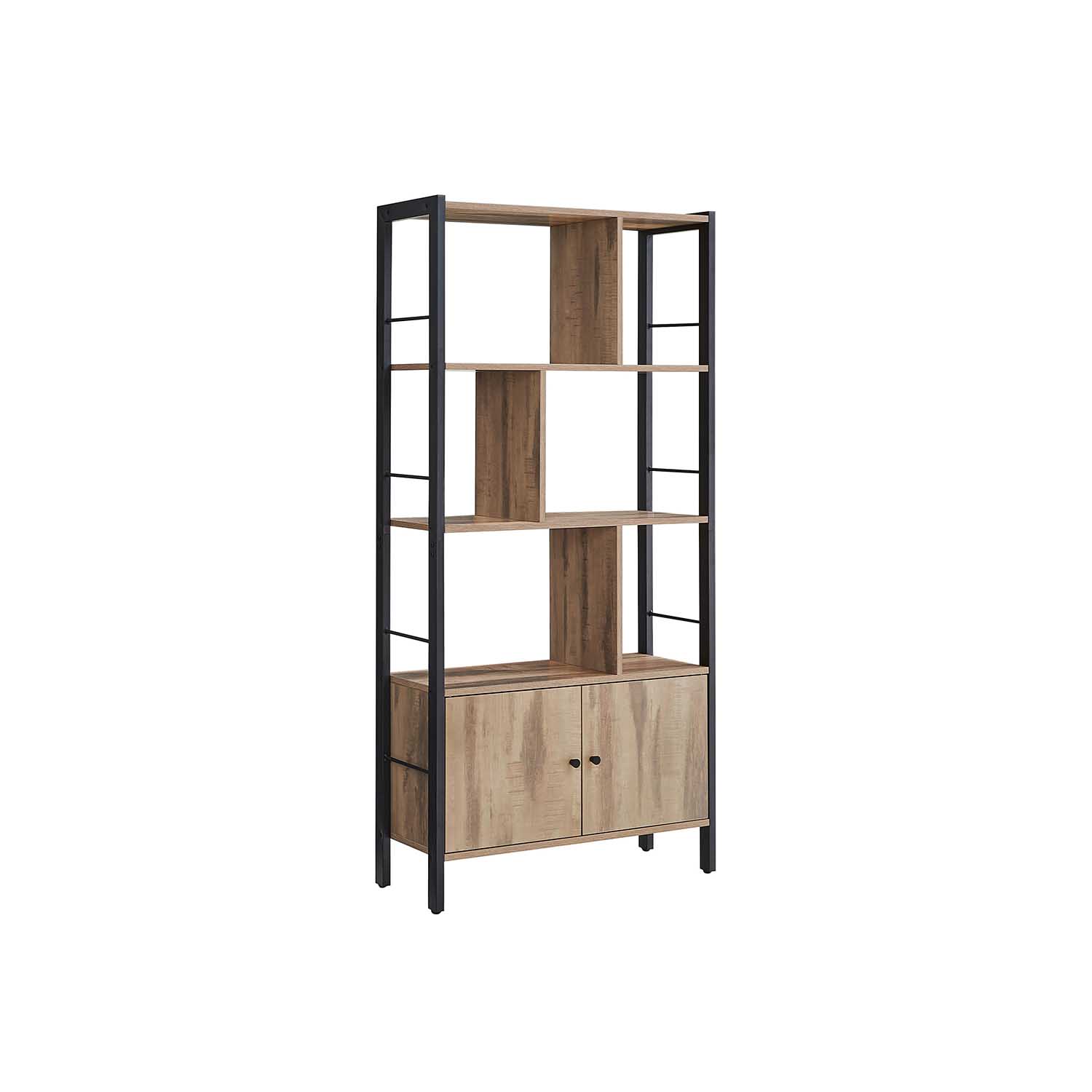 Genérico Marrón Librería Asimétrica Con Doble Puerta Inferior - Roble - Imagen 2