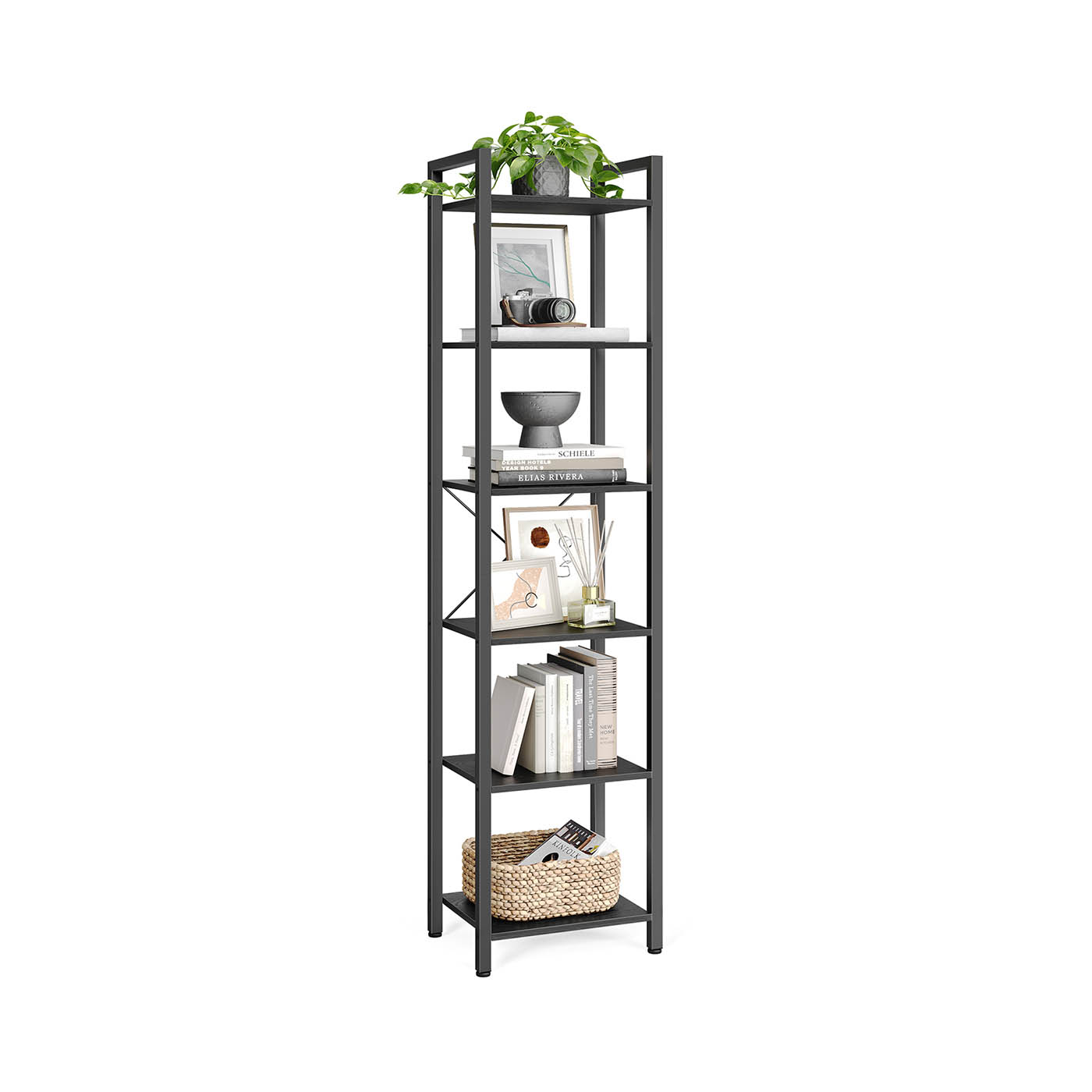 Leroy Merlin Estantería De 6 Niveles Multifuncional, Librería Espaciosa, Ideal Para Oficina, Salón, Dormitorio Y Cocina, 40X30x187.5 Cm, Negro - Imagen 4