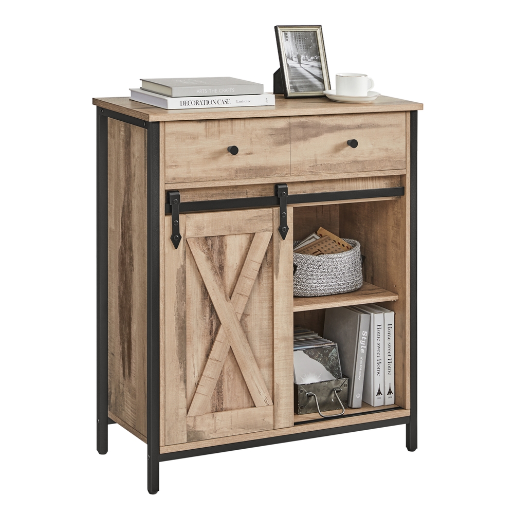 Vasagle Marrón Roble, Negro Mueble De Almacenamiento, - Imagen 2