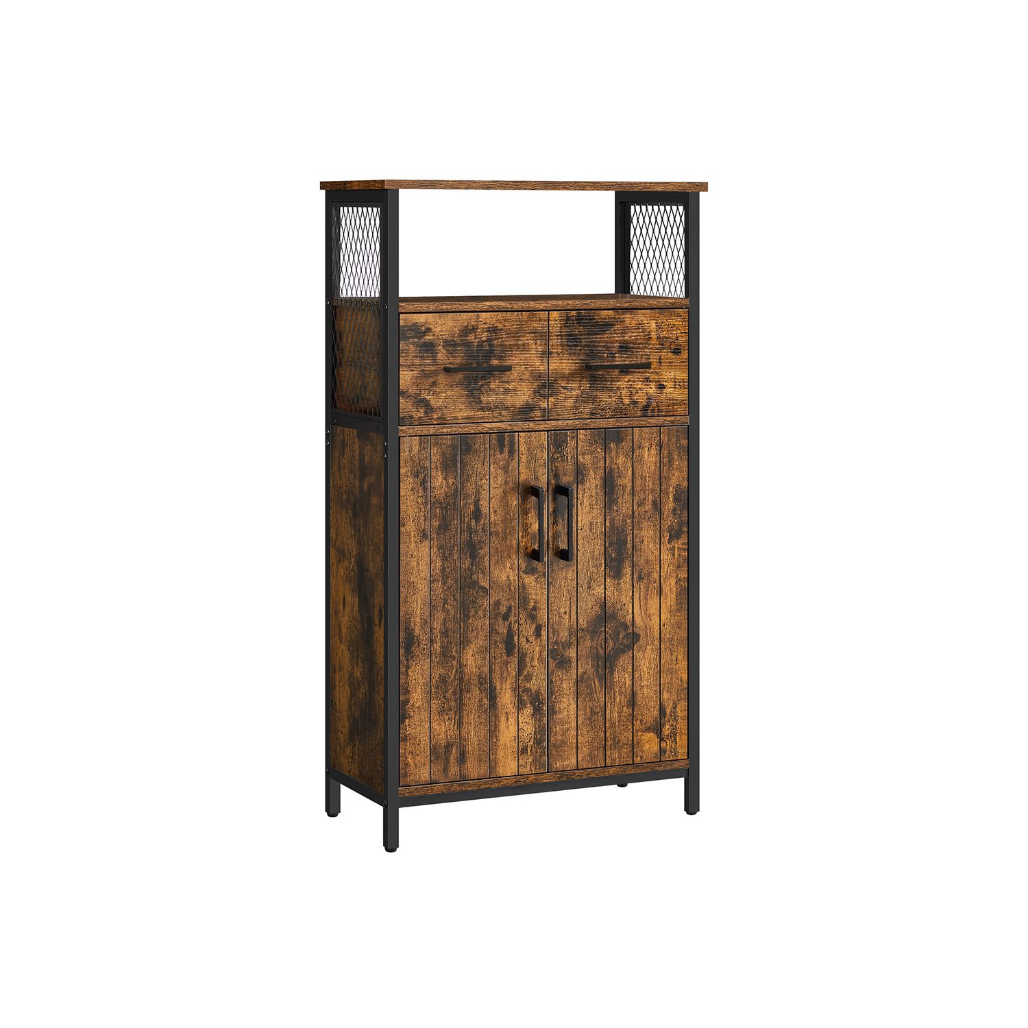 Vasagle Aparador Industrial Con Estante Ajustable Y Cajón, Armario De Almacenaje, Estructura De Acero, Para Salón Y Cocina, Y Marrón/Negro , Leroy Merlin - Imagen 3
