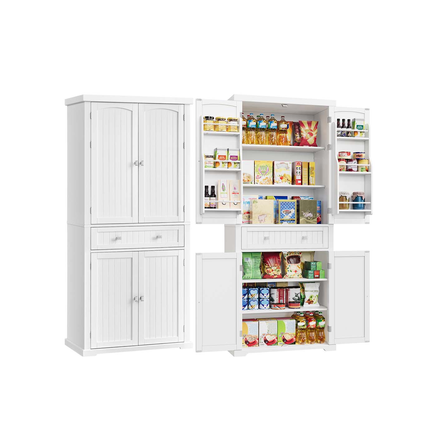 Vasagle Blanco Armario Alto De Cocina 182,1 Cm Armario Independiente 4 Estantes Ajustables - Imagen 2