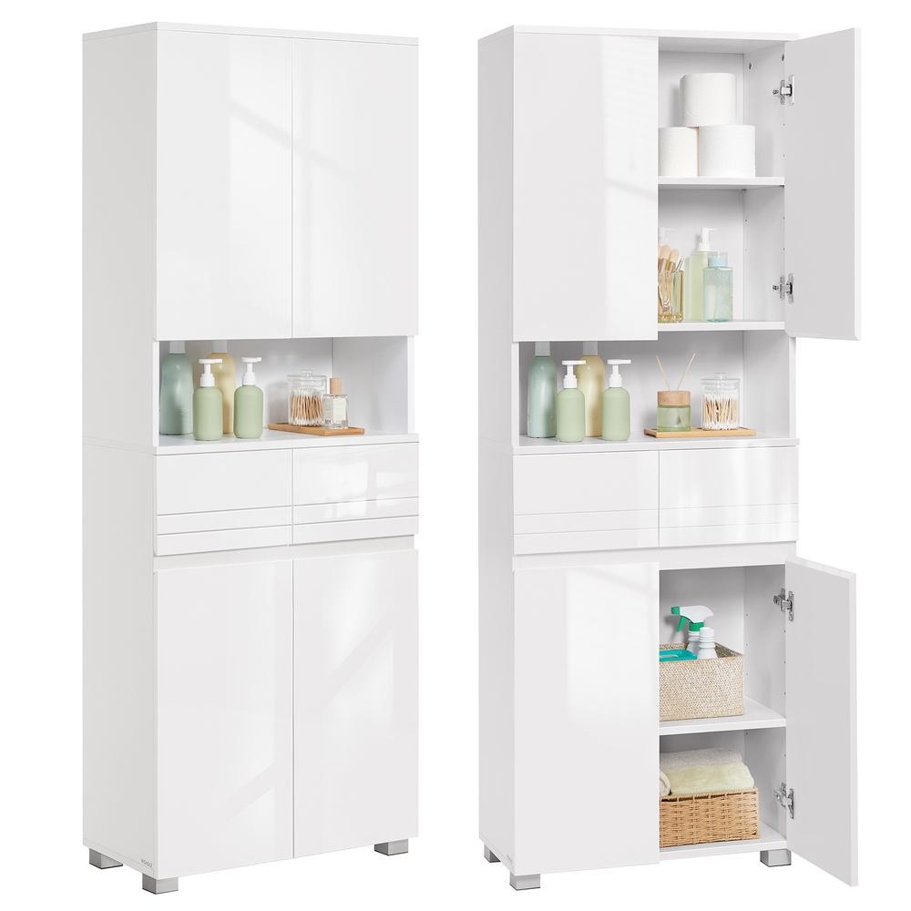 Vasagle Blanco Mueble De Baño Armario De Baño Unidad De Almacenamiento De Nube