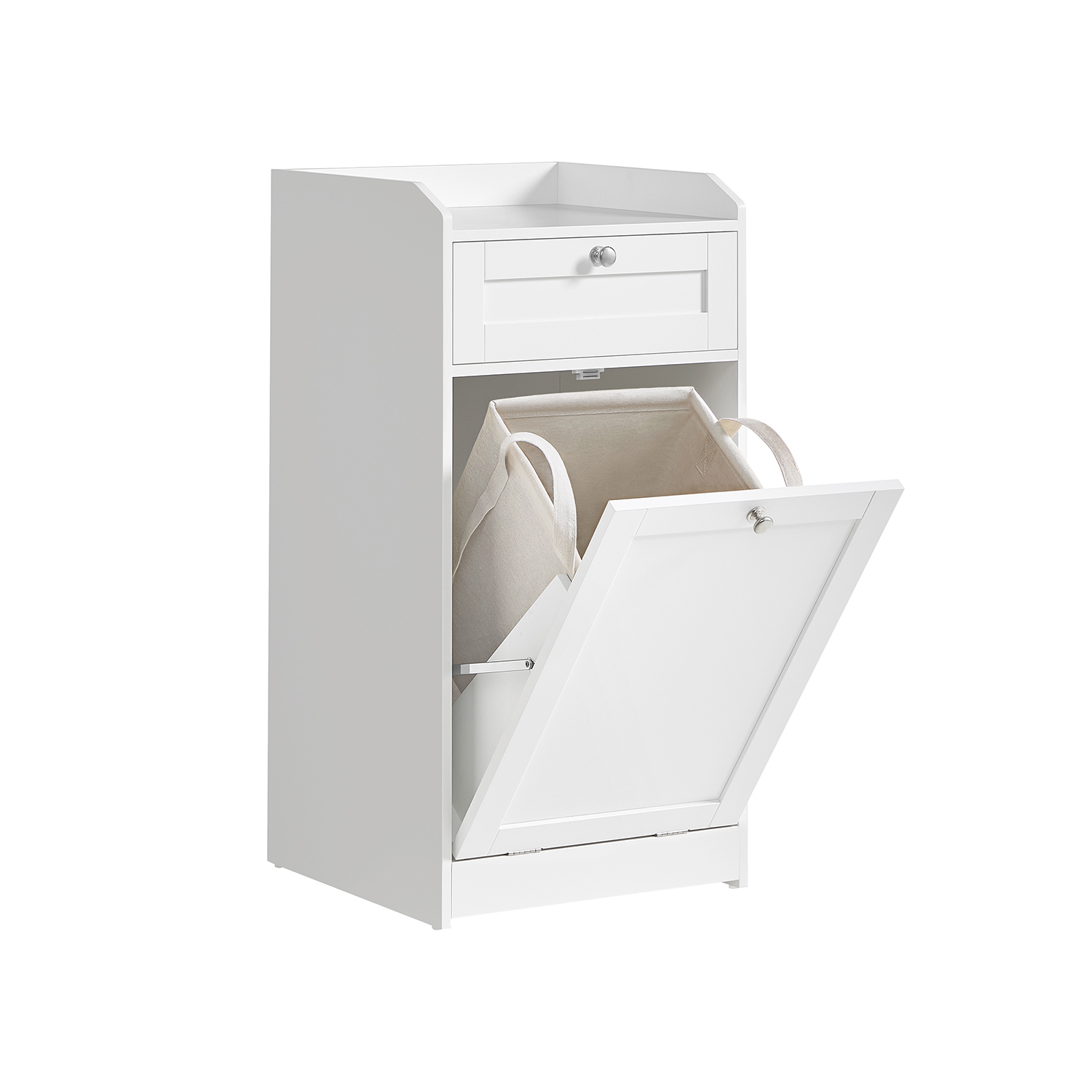Leroy Merlin Armario De Baño Con Cesto Para Ropa Sucia Y Cajón, Mueble Con Bolsa Interior Extraíble Con Asas, 40X40x80,2 Cm, Color Blanco - Imagen 3