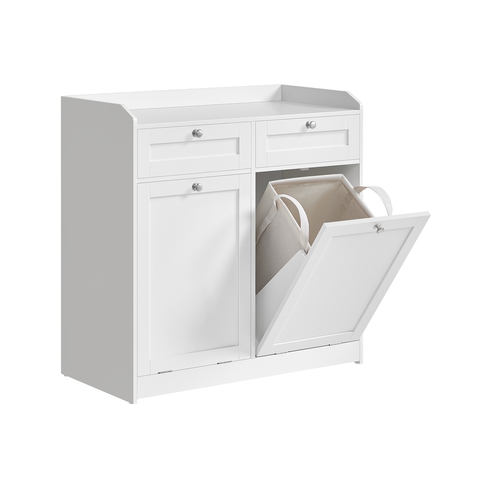 Vasagle Blanco Armario De Baño Con Cesto Ropa Sucia Nube
