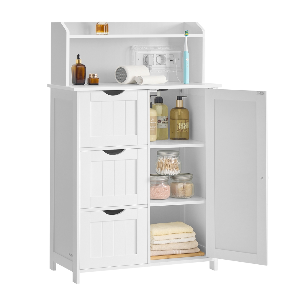 Vasagle Mueble De Baño Con Multienchufe Cajones Y Estantes Ajustables