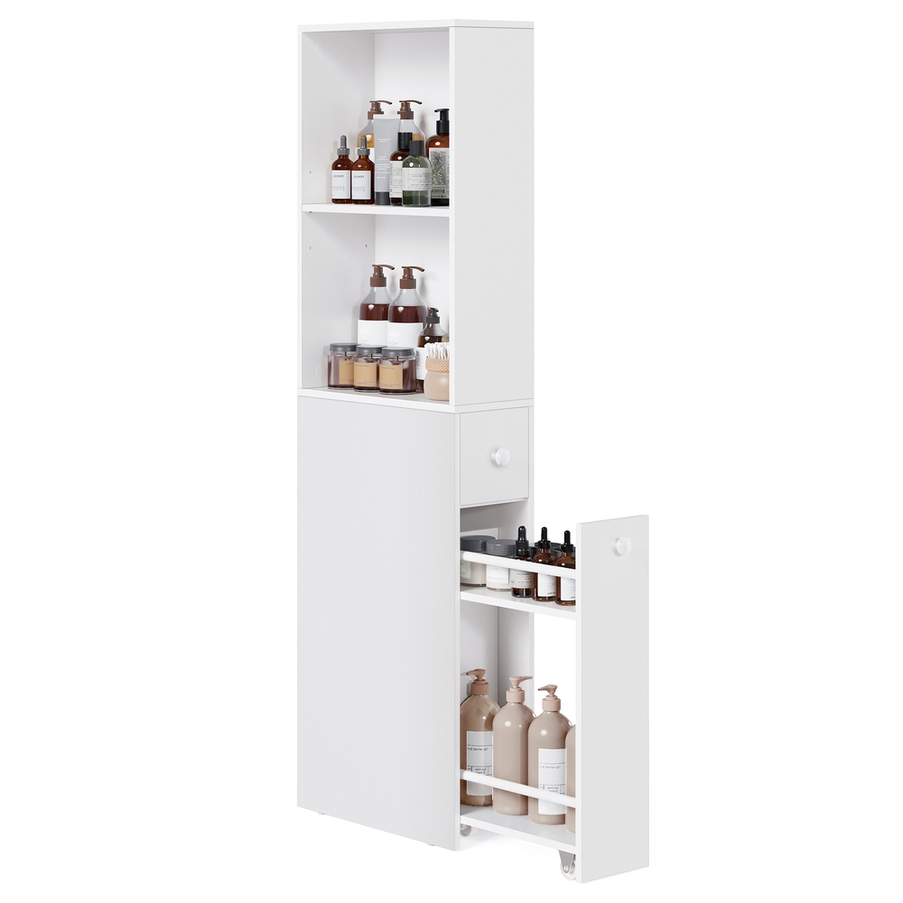 Vasagle Blanco Armario De Baño Alto Moderno Clásico