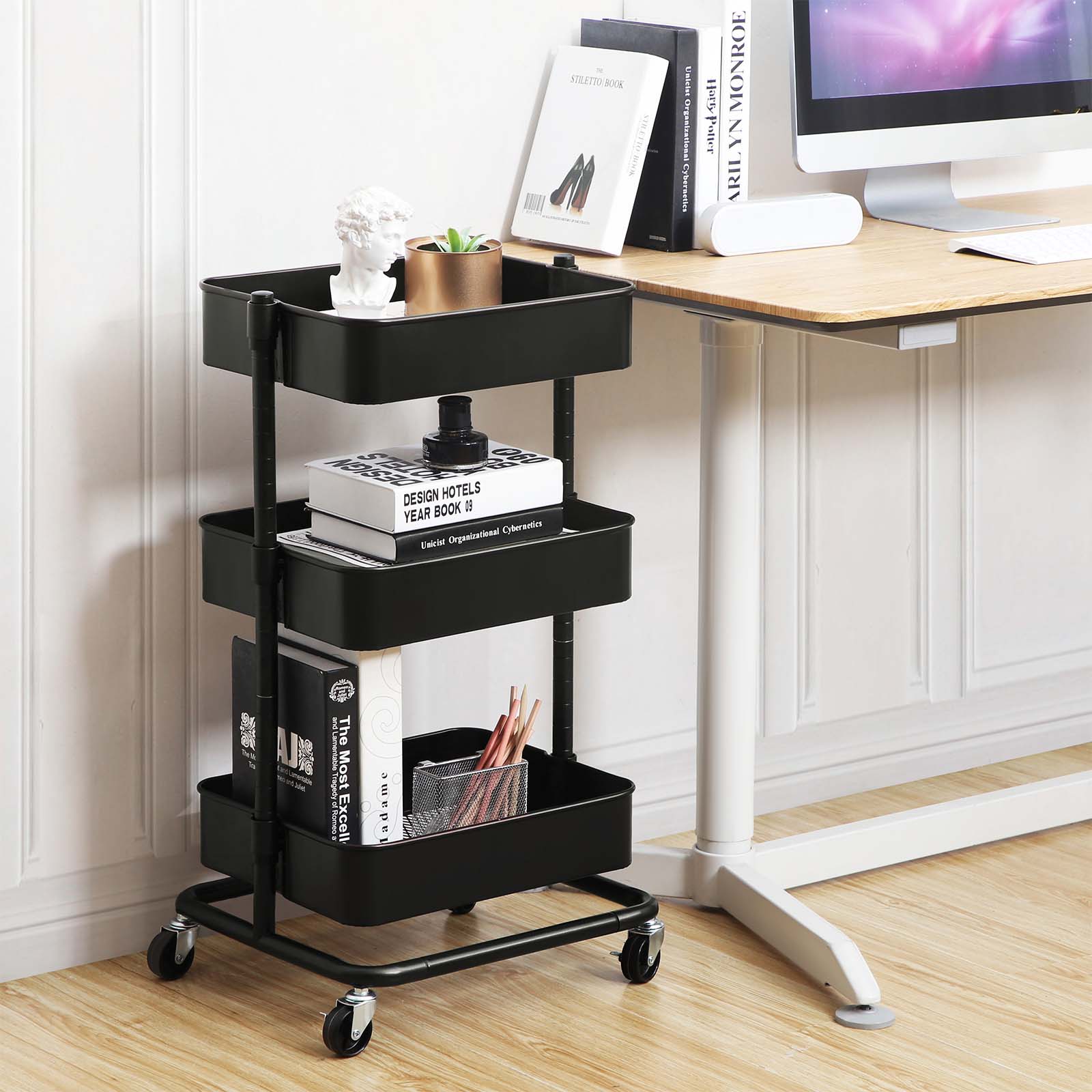 Carrito Con Ruedas Metálico De 3 Niveles