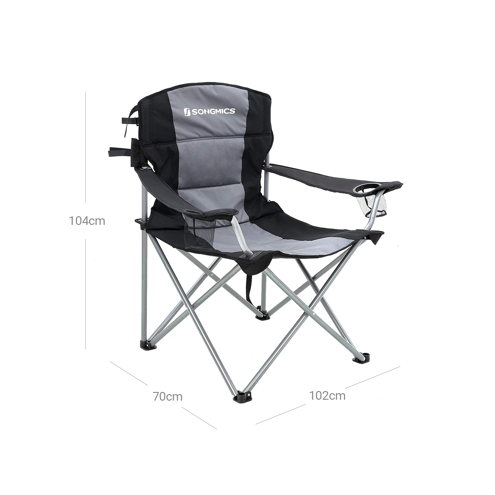 SONGMICS Silla de Camping Plegable XL, con Asiento Acolchado de Esponja
