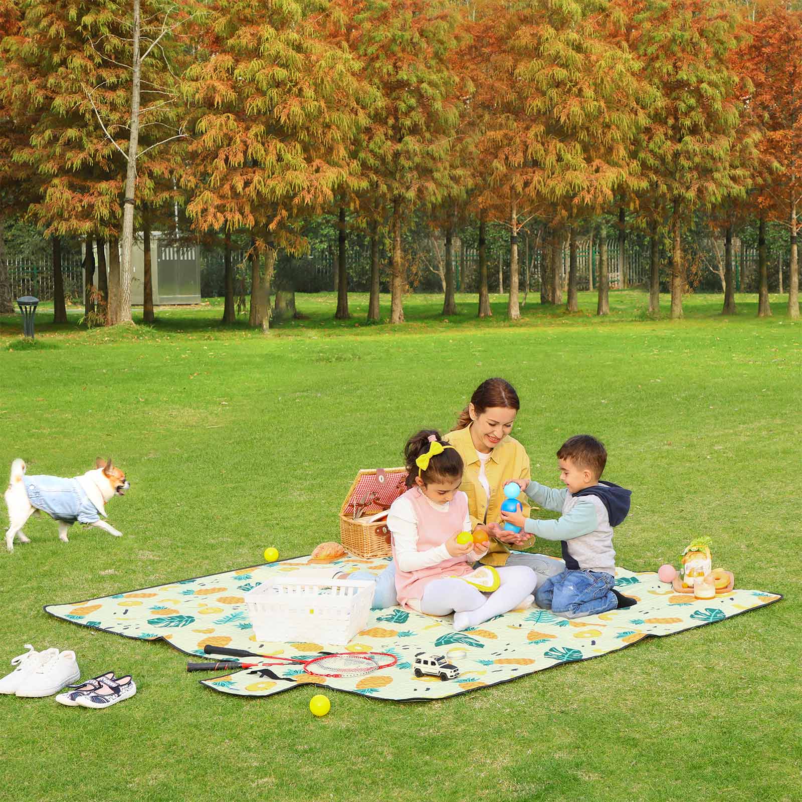 SONGMICS Manta de Picnic, 200 x 200 cm, Alfombra de Picnic para Playa