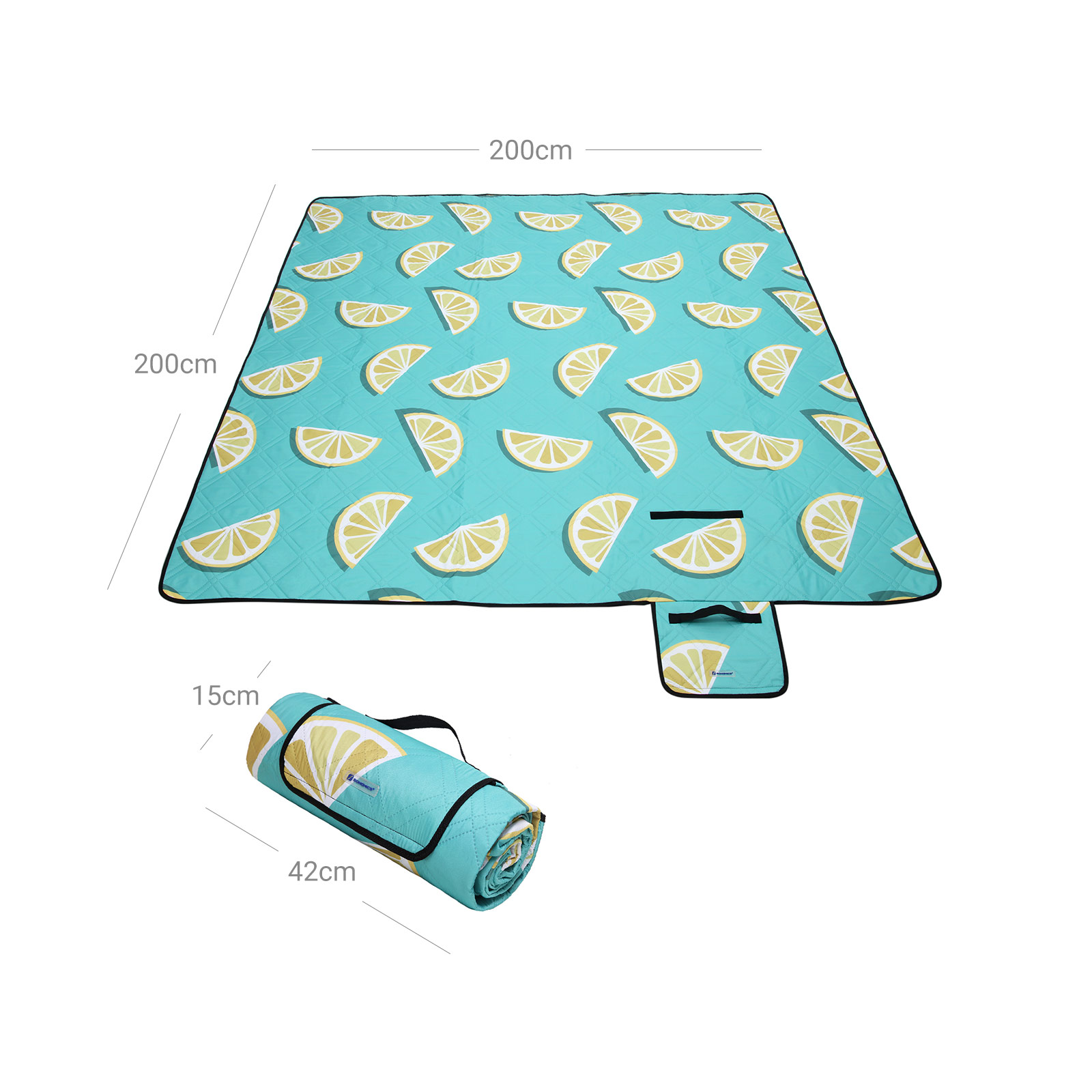 SONGMICS Manta de Picnic, 200 x 200 cm, Alfombra de Picnic para Playa