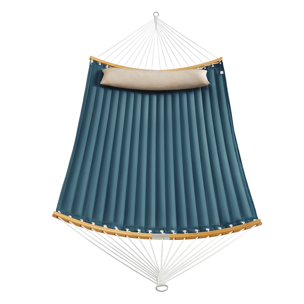 Hamaca Doble Acolchada Azul y Beige