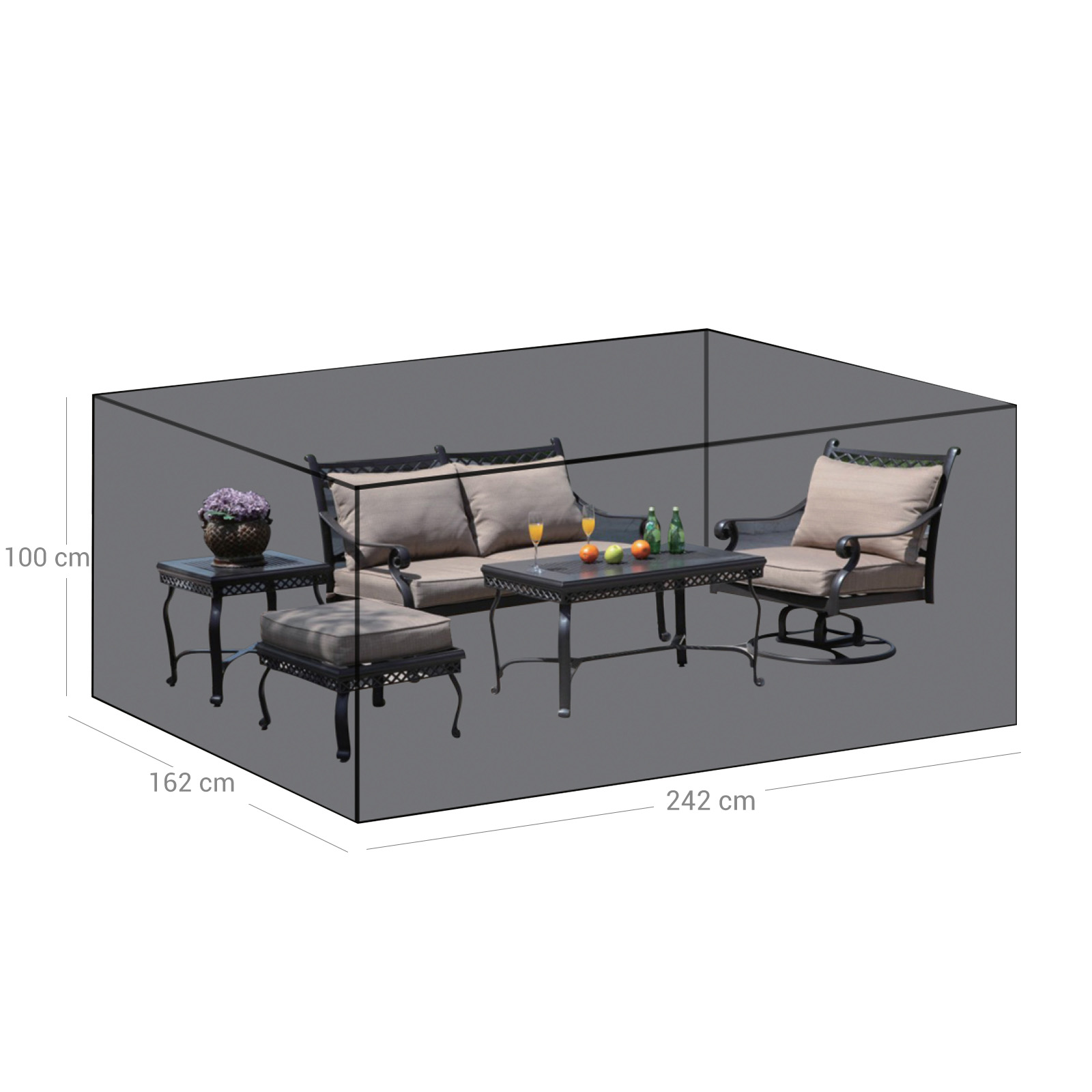 SONGMICS Funda Protectora para Muebles de jardín, 242 x 162 x 100 cm
