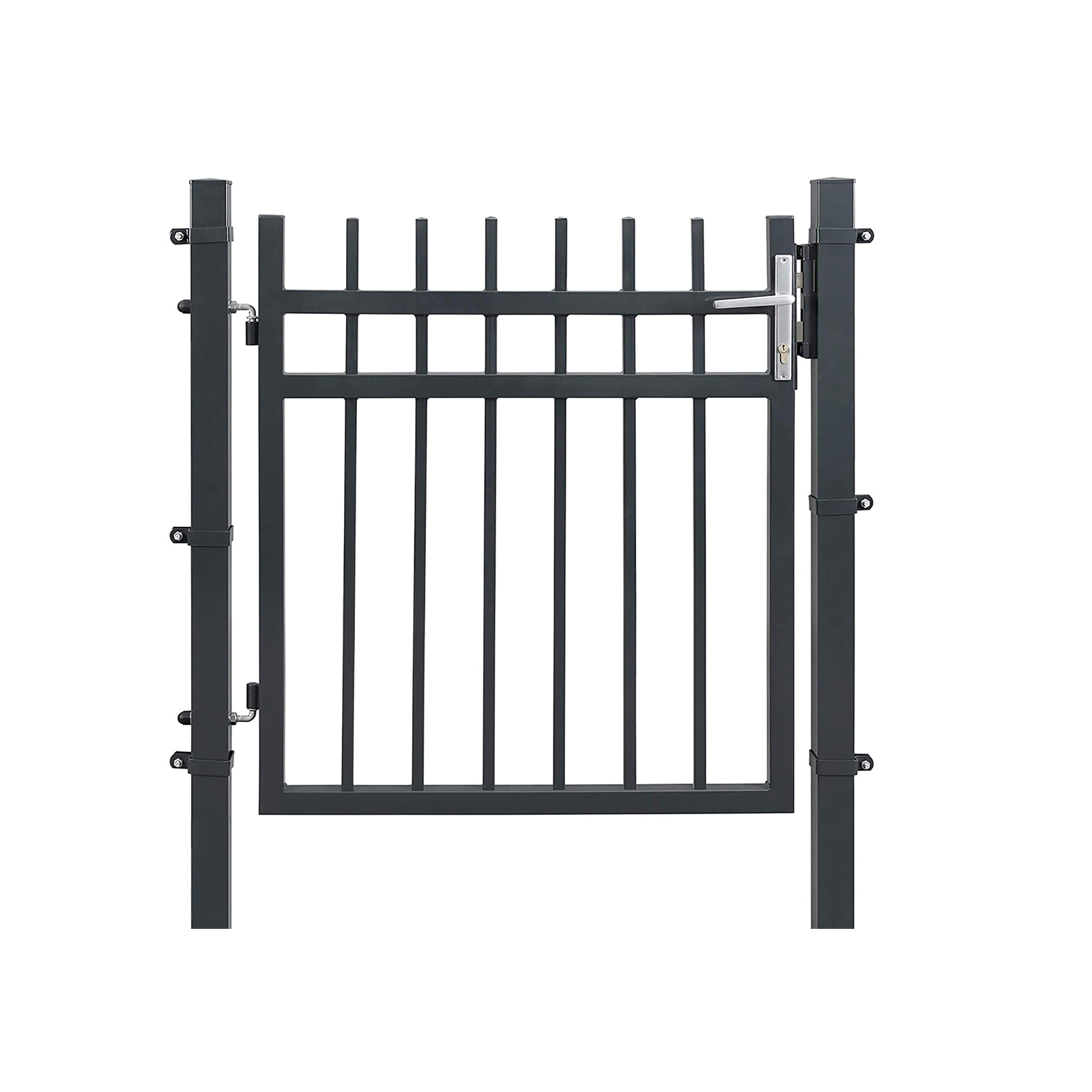 SONGMICS Puerta de Jardín de Hierro Galvanizado, Puerta para Valla