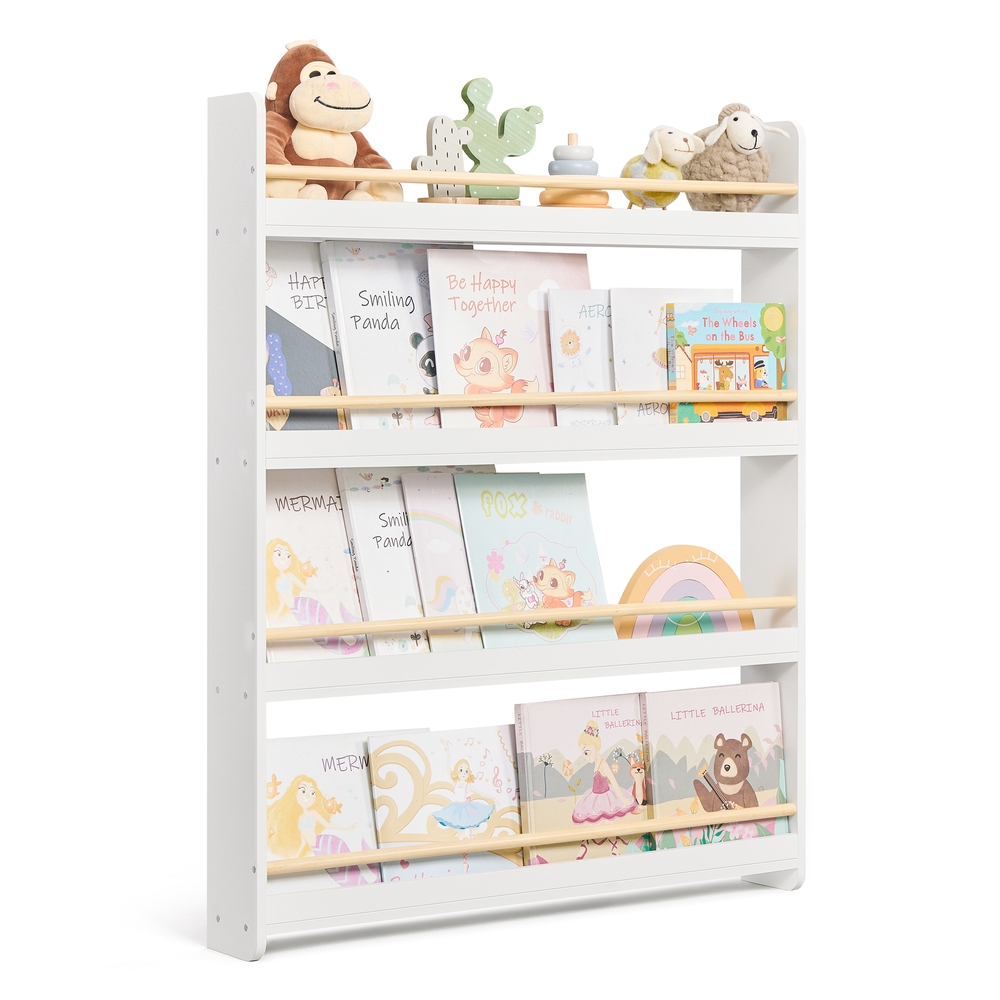 Songmics Blanco Estantería Infantil Con 4 Niveles Para Juguetes Y Natural