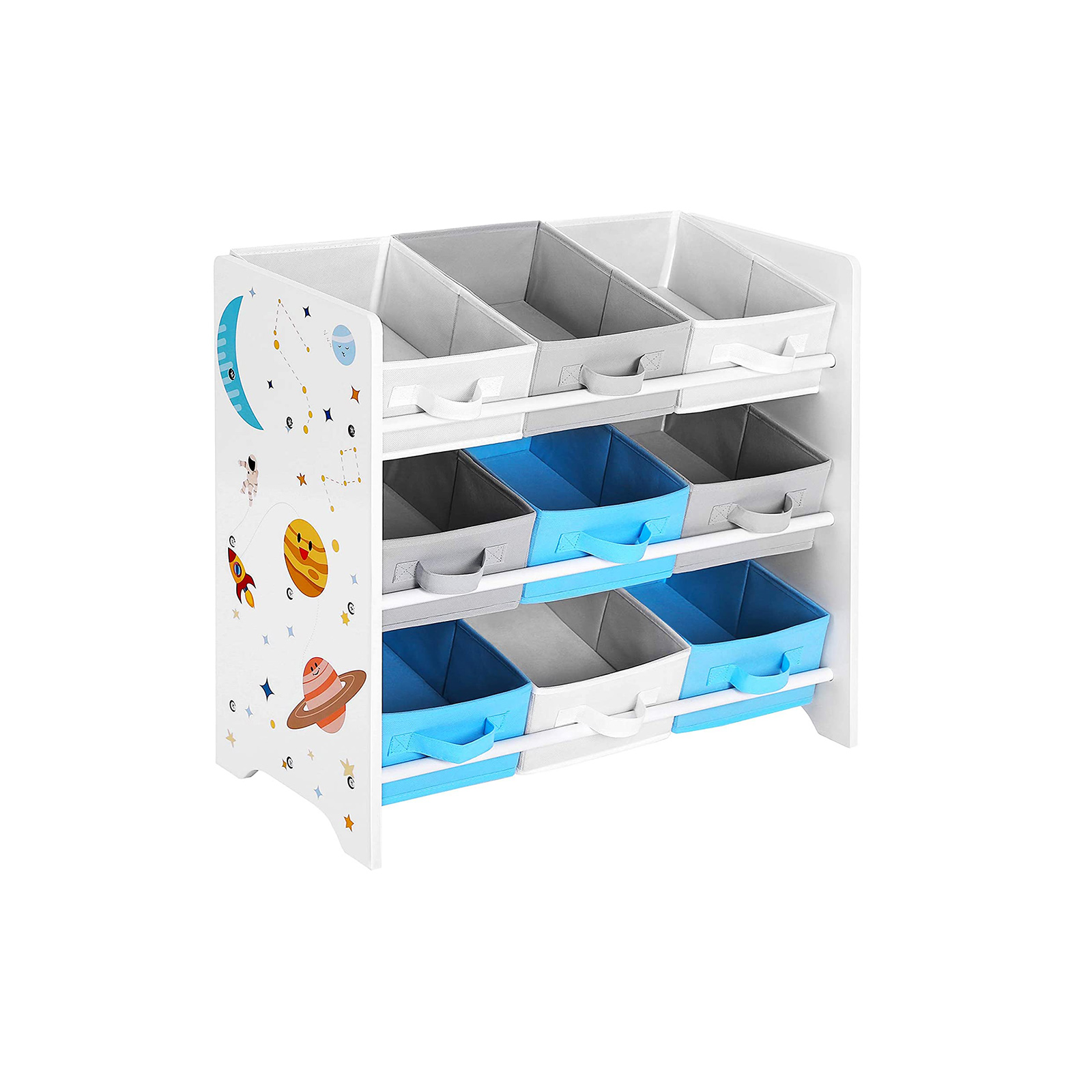 Genérico Organizador Infantil De Juguetes De Madera Y Tela Con 9 Cajas - Multicolor - Imagen 2
