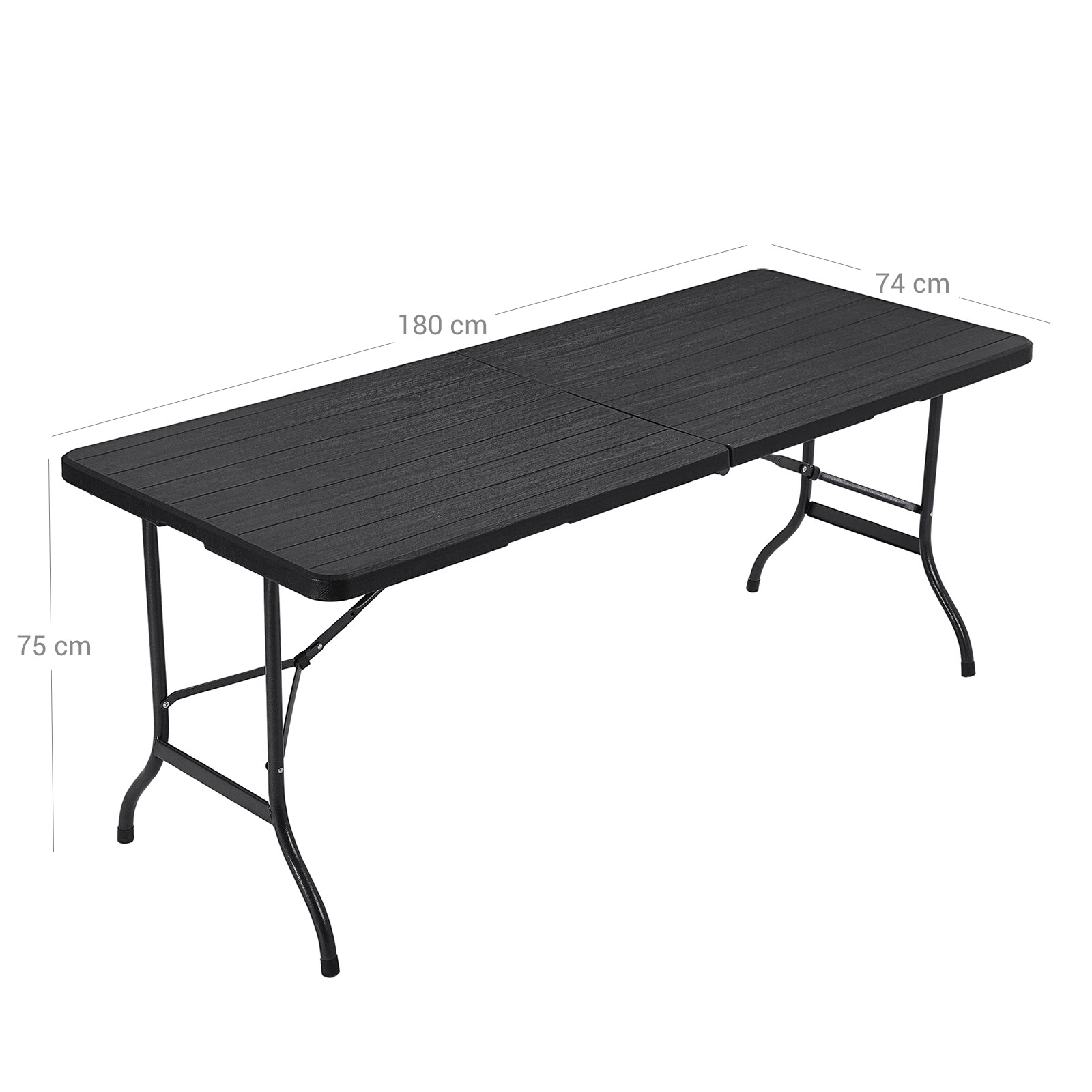 SONGMICS Mesa Plegable, Mesa de Jardín Grande con Superficie de