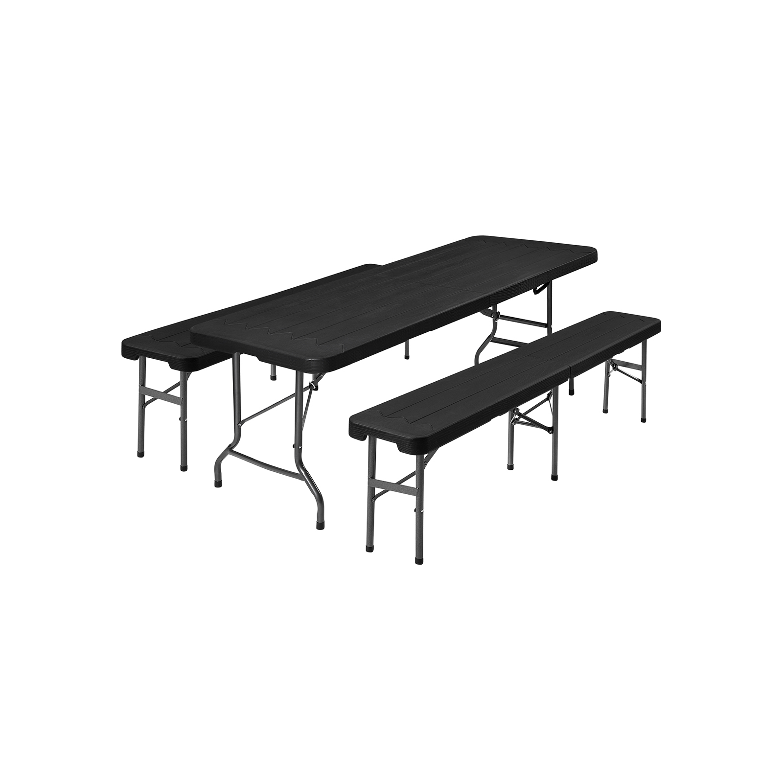 SONGMICS Conjunto de mueble plegable de exterior, Mesa y 2 bancos