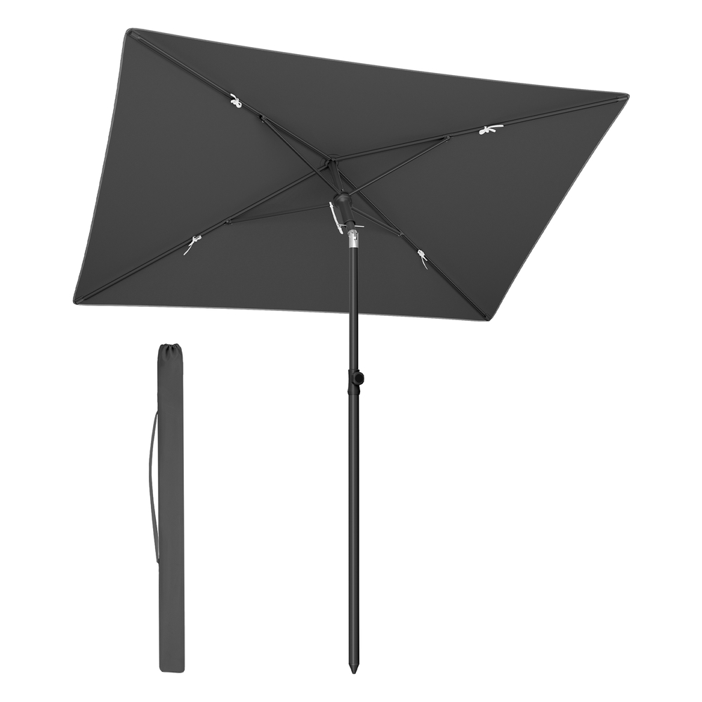 Sombrilla de Patio 232 x 149 cm con Protección Solar para Exterior Gris