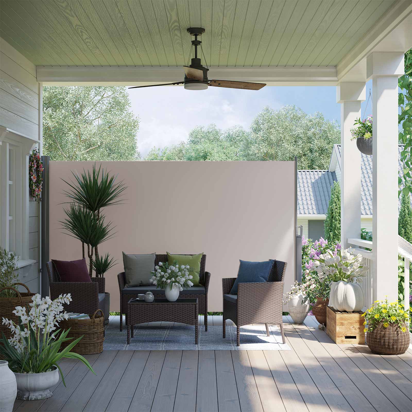 SONGMICS 1,8 x 3,5 m (Alto x Largo), Toldo Lateral para balcón, Patio