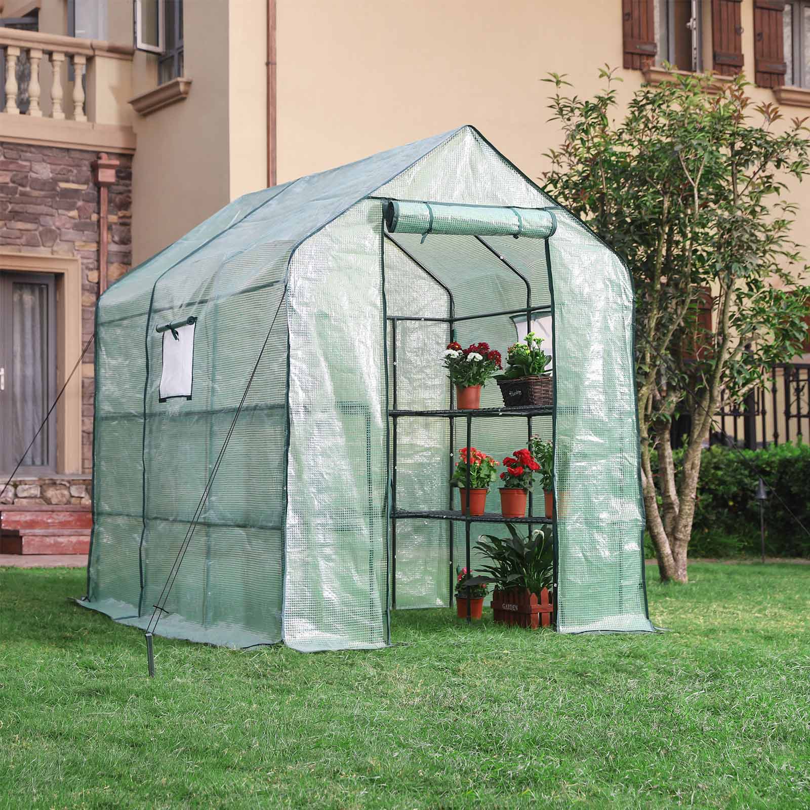 SONGMICS Invernadero para Jardín, Vivero de Plantas con 14 Estantes